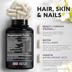 biotin avec collagène & kératine : cure de beauté intense cheveux, peau et ongles