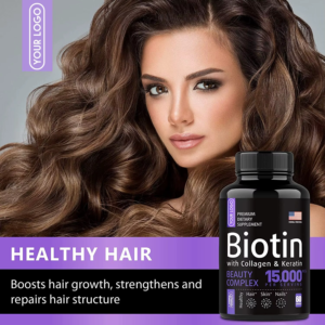 biotin avec collagène & kératine : cure de beauté intense cheveux, peau et ongles