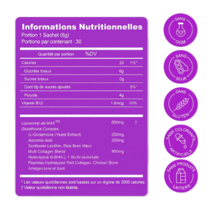duozi colagène + glutathion : boisson détox Éclat et anti Âge
